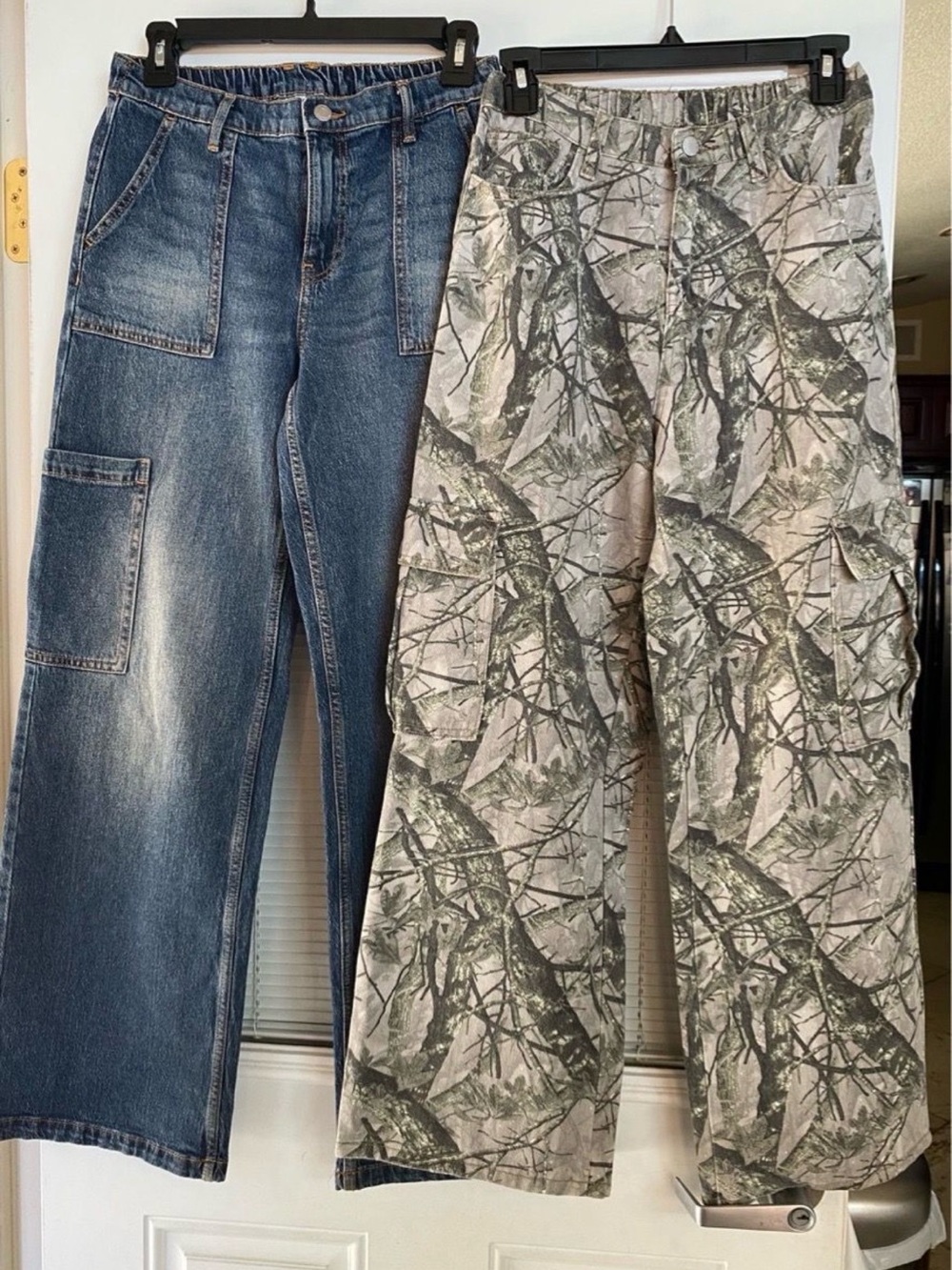 Bundle (2) Camo Cargo Pants Gray Green & No Boundaries Wide Legs